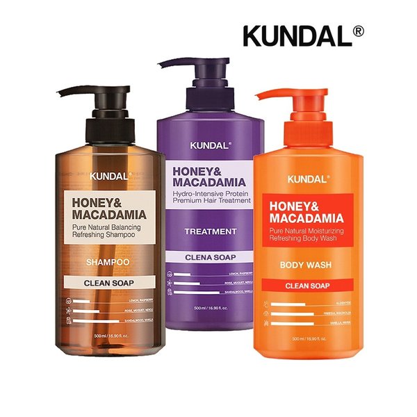 허니앤마카다미아 클린솝 샴푸+트리트먼트+바디워시 500ml 세트