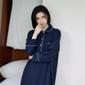 [NMIXX PICK]실크핏 에센셜 네이비 긴팔 잠옷 원피스