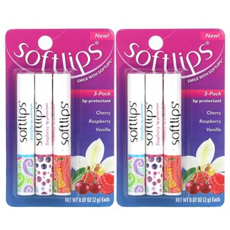  Softlips 소프트립스 립밤 3종 6개 SPF20 Cherry Raspberry Vanilla