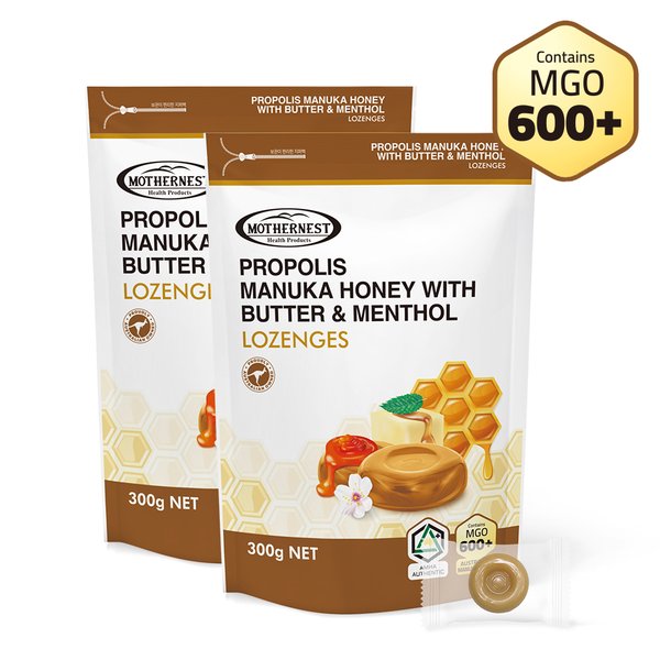 호주산 프로폴리스 마누카허니 위드 버터멘톨 로젠지스 캔디 (MGO600+) 300g X 2개입