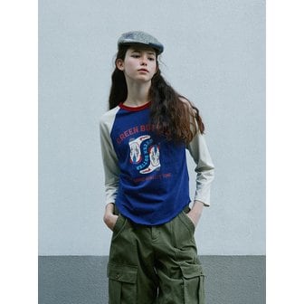 그린버터 Western Raglan Sleeve Tee (Navy/Beige)