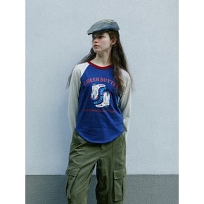 Western Raglan Sleeve Tee (Navy/Beige)