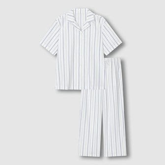 JAJU 여 스트라이프 반팔 10부 파자마 세트 J216201083002