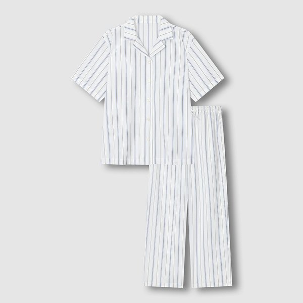 여 스트라이프 반팔 10부 파자마 세트 J216201083002