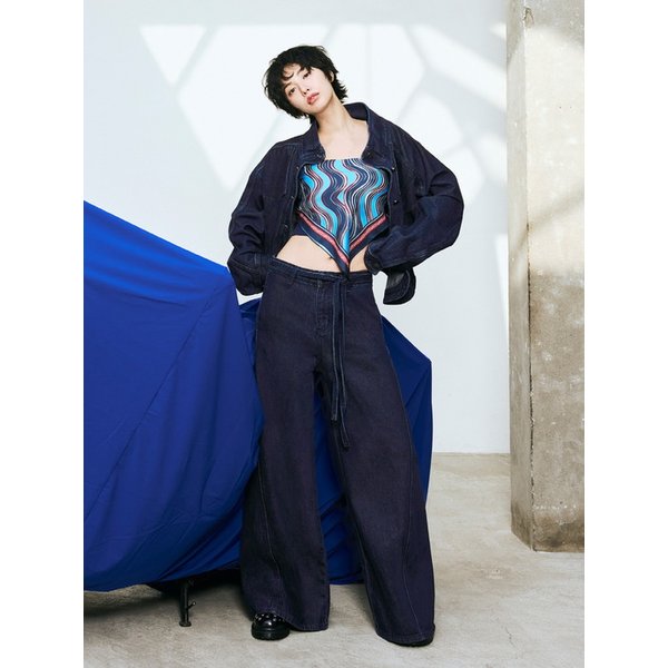 밸티드 와이드 데님 팬츠 EMQ2DPT200