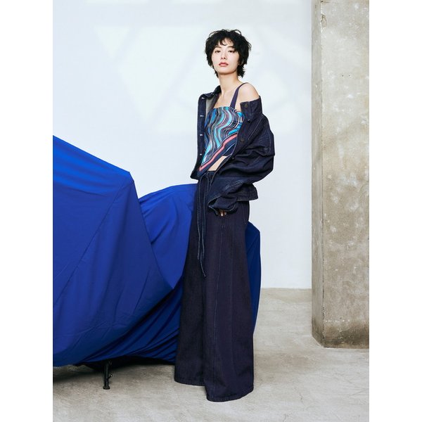 밸티드 와이드 데님 팬츠 EMQ2DPT200