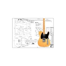 Plan of Fender Telecaster Electric Guitar - Full Scale Print