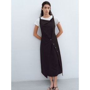 cowl button dress (black)