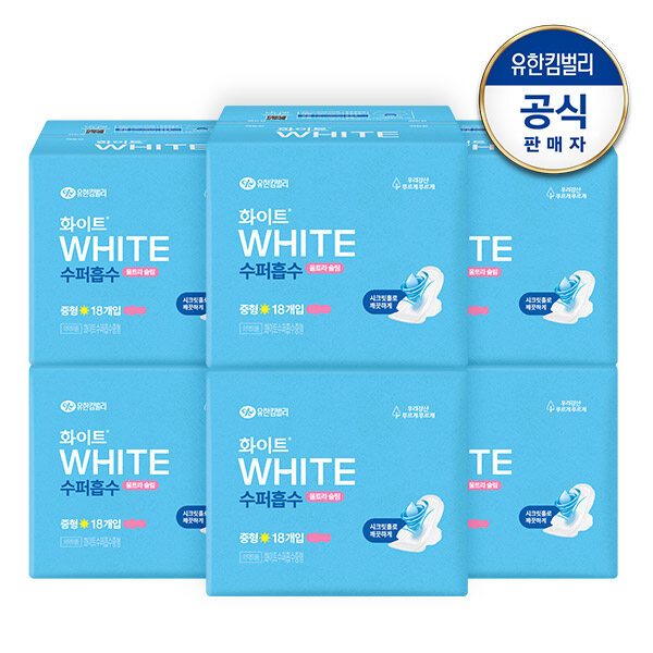 [대용량] 화이트 수퍼흡수 중형 18매x6팩