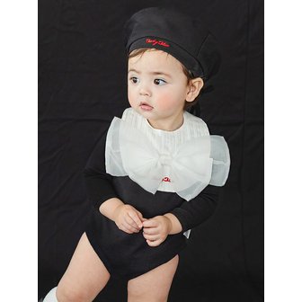 베이비블리 D26404 빅리본 바디수트 + 턱받이 빕 세트