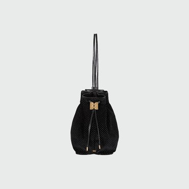 EENK HOLLY Velvet Drawstring Backpack - Black