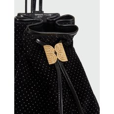 HOLLY Velvet Drawstring Backpack - Black