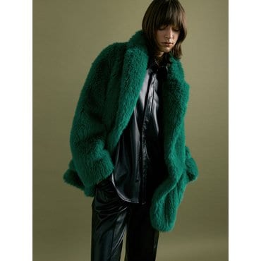 몰리올리 LIU textured fur coat [green]