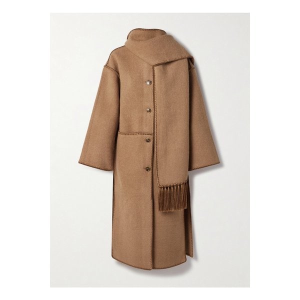 드레이프 프린지 울 혼방 부클레 코트 카멜 1647597340340077