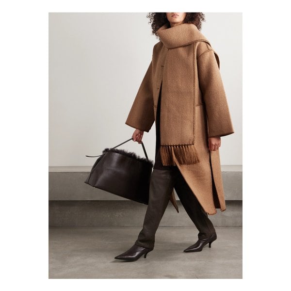 드레이프 프린지 울 혼방 부클레 코트 카멜 1647597340340077