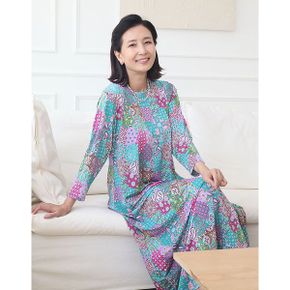 H8553 조각패턴 홈드레스 50대 홈웨어 원피스 잠옷_P406507002