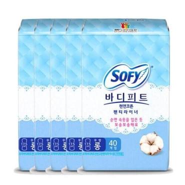  쏘피 일반생리대 바디피트 천연코튼 팬티라이너 롱(무향) 40P x 5팩