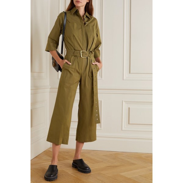 Belted Cotton-blend Poplin Jumpsuit 밀리터리 그린 13452677153094551