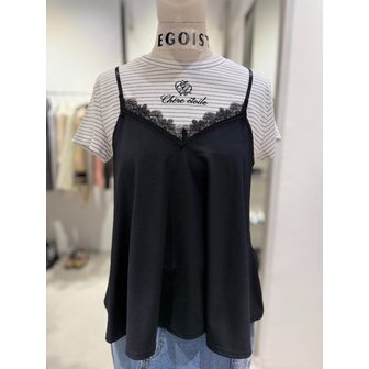 에고이스트 [여주점] 뷔스띠에 포인트 자수 티셔츠  ES2JT305