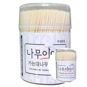 가는 대나무 이쑤시개 원형 1통 10개 고기집 대나무이쑤시개