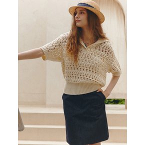 WIDE COLLAR PUNCHING PULLOVER (cream ivory)