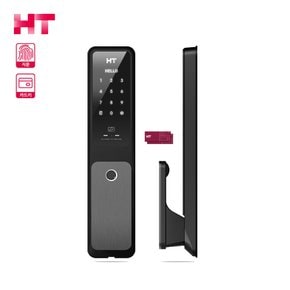 셀프설치 현대HT 무타공 TDL-P1102F 지문인식 바로잠김 무타공 푸시풀도어락 카드 현관문번호키