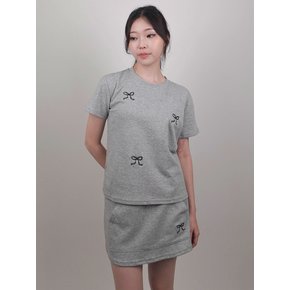 Ribbon Embroidered Sweat Tshirt&Skort Set Up