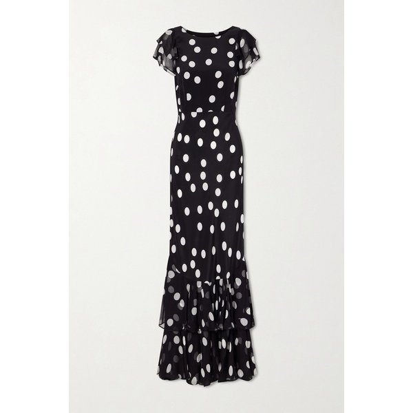 오르디니아 폴카 도트 크레폰 트리밍 실크 새틴 미디 원피스 46376663163024724