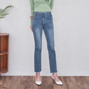 허리밴딩 네츄럴 블루 워싱 밑단수술 일자진