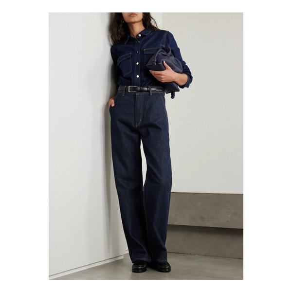 트라푼토 탑스티치 하이웨이스트 와이드 진 다크 데님 1647597350108329