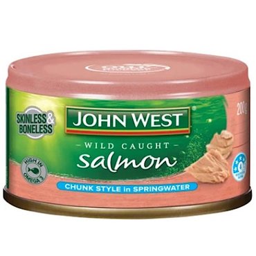  존웨스트 와일드 캐치 연어 통조림 청크스타일 John West Salmon in Springwater 200g 4개