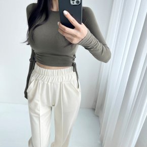 / 아일렛 옆트임 슬림 레이온 스판 긴팔 크롭 티 6컬러