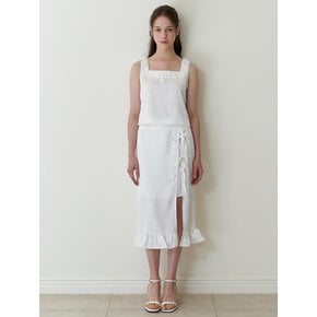 satin layered ribbon skirt - white