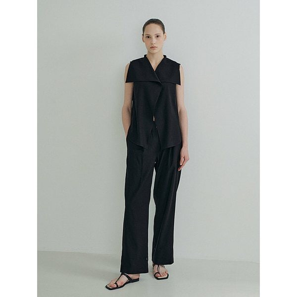 Sailor Collar Linen Vest_Black