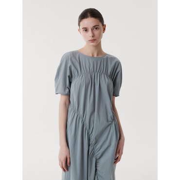 이아(EAAH) SHIRRING LONG DRESS (GREYBLUE)