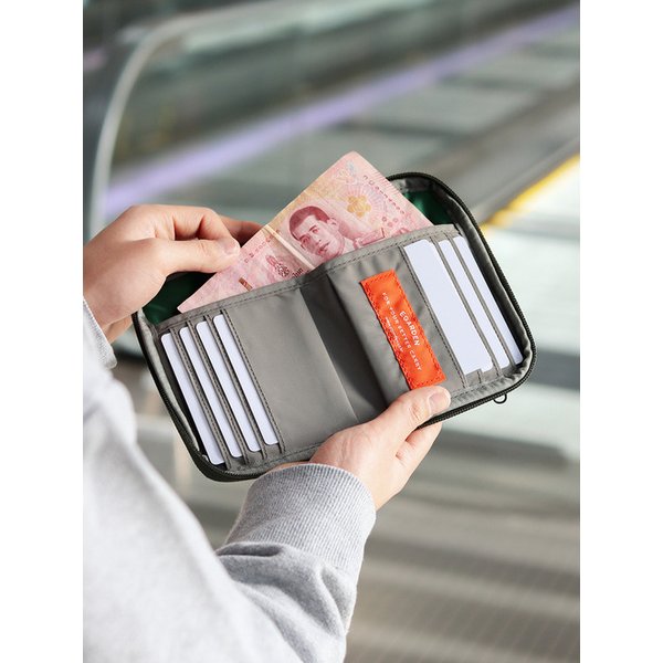 트래블러 패스포트 RFID차단 개인정보 보호 여행 여권 케이스 지갑 - 카키