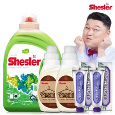 강호동의 쉬슬러 액상 세제 유칼립투스 3.05L 1개+홈드라이전용 650ml 2개+잇몸케어 치약 100g 2개.