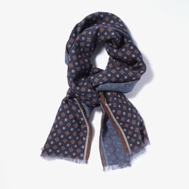 샌프란시스코마켓 PAOLO ALBIZZATI 파올로 알비자티 PRINTED WOOL SCARF NAVY AZD2M80002A72