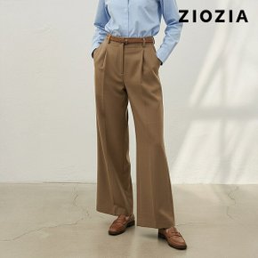 [ZIOZIA W] 여성 베이지 원턱 세이 와이드 팬츠 (AFD4PP1101)