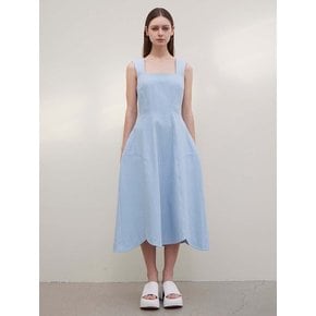 Fiore Sculpted Scallop Mididress (Light Denim)