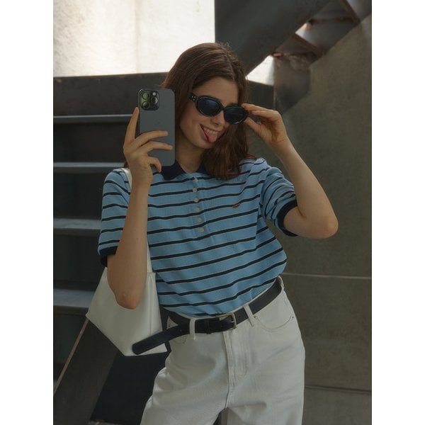 [밍디,유니,알로하PICK]ANC STRIPE RUGBY HALF T-SHIRT_3COLOR