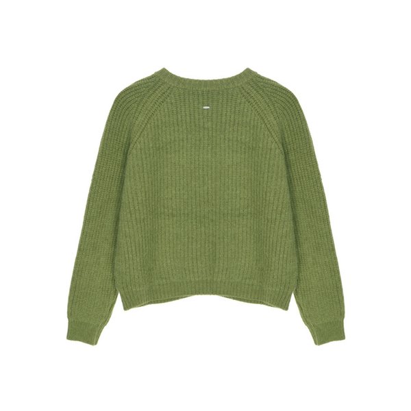 RAGLAN ROUND KNIT CARDIGAN_GREEN