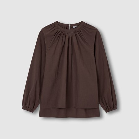 JAJU 여 루즈핏 셔링 블라우스 J115303004071