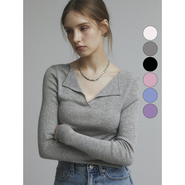 [그레이W컨셉 단독][ reorder]LAPEL V-KNIT [6COLORS]