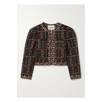 이자벨마랑 에뜨왈 크리스티 장식 퀼팅 프린트 코튼 보일 재킷 블랙 1647597350585658