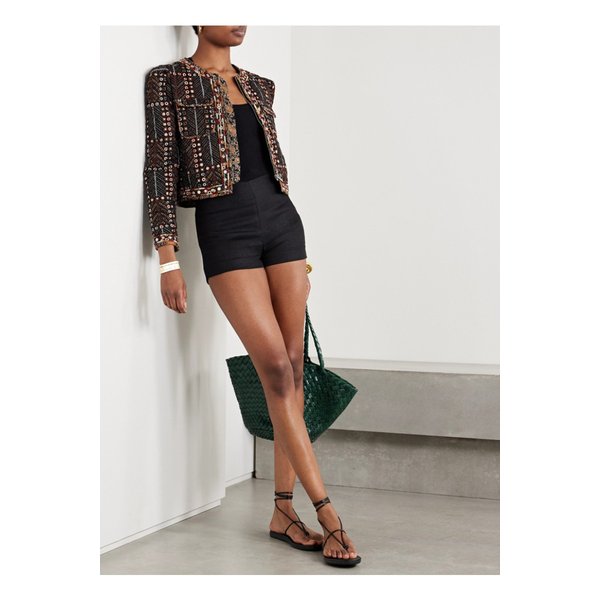 에뜨왈 크리스티 장식 퀼팅 프린트 코튼 보일 재킷 블랙 1647597350585658