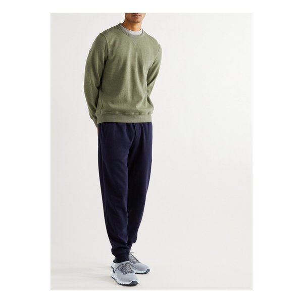 가죽 트리밍 스트레치 니트 스니커즈 그레이