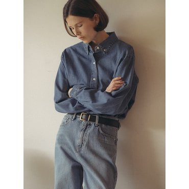 노운베러 Basic loosefit denim shirt_Blue