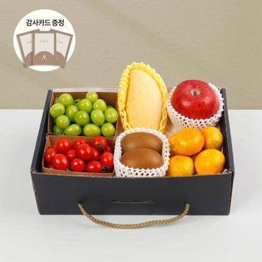 온세담 [9/22일 순차출고] 프리미엄 과일6종혼합2.0kg (샤인머스캣1입, 골드망고1입, 하우스감귤5입, 골드키위2입, 대추방울토마토1팩, 사과1입)_신세계로고외피박스