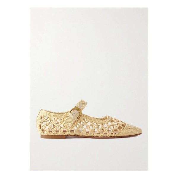 엠 파슨스 트라몬토 가죽 트리밍 우븐 라피아 메리 제인 발레리나 플랫 샌드 1647597358710490